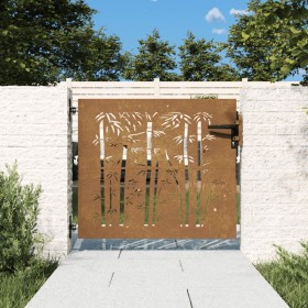 Puerta de jardín acero corten diseño bambú 85x75 cm