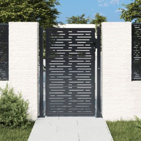 Puerta de jardín acero gris antracita diseño cuadrado 105x155cm