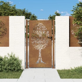 Puerta de jardín acero corten diseño árbol 105x205 cm