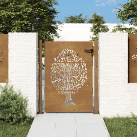 Puerta de jardín acero corten diseño árbol 105x155 cm
