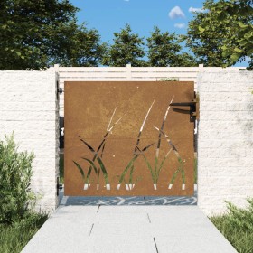 Puerta de jardín acero corten diseño hierba 85x75 cm