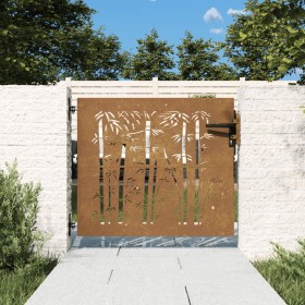 Puerta de jardín acero corten diseño bambú 85x100 cm