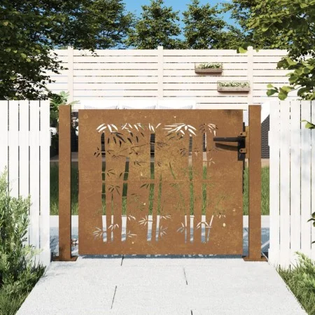 Puerta de jardín acero corten diseño bambú 105x80 cm de vidaXL, Puertas de jardín - Ref: Foro24-153238, Precio: 127,41 €, Des...
