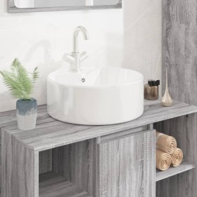 Lavabo redondo de cerámica blanco 40x14,5 cm