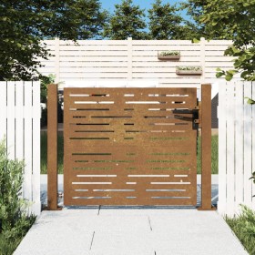 Puerta de jardín acero corten diseño cuadrado 105x105 cm