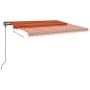 Toldo automático LED sensor de viento naranja y marrón 5x3,5 m