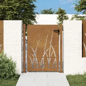 Puerta de jardín acero corten diseño hierba 105x155 cm by vidaXL, garden gates - Ref: Foro24-153229, Price: 193,55 €, Discoun...