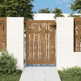 Puerta de jardín acero corten diseño bambú 85x150 cm
