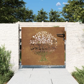 Puerta de jardín acero corten diseño árbol 85x100 cm