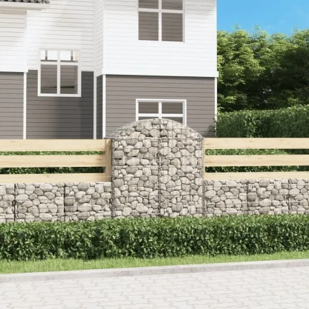 Gabion basket arch shape galvanized iron 100x50x120/140 cm by vidaXL, Pots and planters - Ref: Foro24-153436, Price: 44,09 €,...