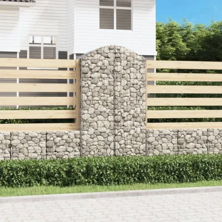 Gabion basket arch shape galvanized iron 100x50x180/200 cm by vidaXL, Pots and planters - Ref: Foro24-153439, Price: 55,87 €,...