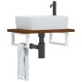 Estante de lavabo de pared de acero y madera maciza de roble