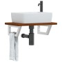 Estante de lavabo de pared de acero y madera maciza de roble