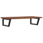 Estante de lavabo de pared de acero y madera maciza de roble