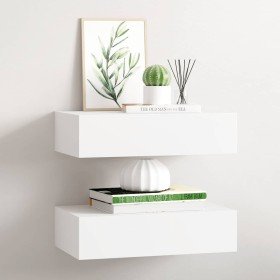 Estantes de pared con cajón 2 uds MDF blanco 40x23,5x10 cm