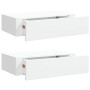 Estantes de pared con cajón 2 uds MDF blanco 40x23,5x10 cm