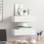 Estantes de pared con cajón 2 uds MDF blanco 40x23,5x10 cm
