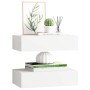 Estantes de pared con cajón 2 uds MDF blanco 40x23,5x10 cm