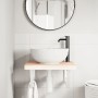 Estante de lavabo de pared de acero y madera maciza de haya