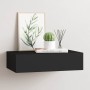 Estante con cajón de pared MDF negro 40x23,5x10 cm