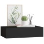 Estante con cajón de pared MDF negro 40x23,5x10 cm