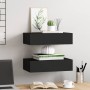 Estantes de pared con cajón 2 uds MDF negro 40x23,5x10 cm