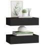 Estantes de pared con cajón 2 uds MDF negro 40x23,5x10 cm