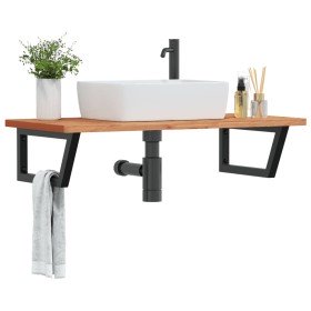 Estante de lavabo de pared de acero y madera maciza de haya en Tocadores de baño | Comprar online en Foro24