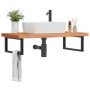 Estante de lavabo de pared de acero y madera maciza de haya en Tocadores de baño | Comprar online en Foro24