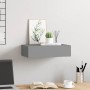 Estante con cajón de pared MDF gris 40x23,5x10 cm