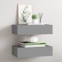 Estantes de pared con cajón 2 uds MDF gris 40x23,5x10 cm