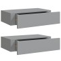 Estantes de pared con cajón 2 uds MDF gris 40x23,5x10 cm
