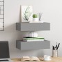 Estantes de pared con cajón 2 uds MDF gris 40x23,5x10 cm