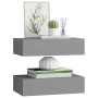 Estantes de pared con cajón 2 uds MDF gris 40x23,5x10 cm