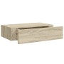 Estante con cajón de pared MDF roble 40x23,5x10 cm