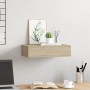 Estante con cajón de pared MDF roble 40x23,5x10 cm