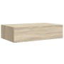 Estante con cajón de pared MDF roble 40x23,5x10 cm