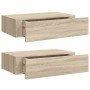 Estantes de pared con cajón 2 uds MDF roble 40x23,5x10 cm