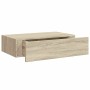 Estantes de pared con cajón 2 uds MDF roble 40x23,5x10 cm