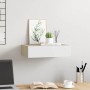 Estante con cajón de pared MDF roble y blanco 40x23,5x10 cm