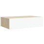 Estante con cajón de pared MDF roble y blanco 40x23,5x10 cm