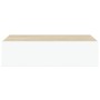Estante con cajón de pared MDF roble y blanco 40x23,5x10 cm