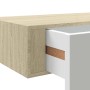 Estante con cajón de pared MDF roble y blanco 40x23,5x10 cm