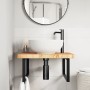 Estante de lavabo de pared de acero y madera maciza de roble