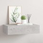 Estante de pared con cajón MDF gris hormigón 40x23,5x10 cm