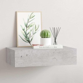 Estante de pared con cajón MDF gris hormigón 40x23,5x10 cm