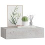 Estante de pared con cajón MDF gris hormigón 40x23,5x10 cm
