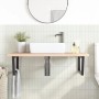 Estante de lavabo de pared de acero y madera maciza de haya