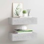 Estante de pared con cajón 2 uds MDF gris hormigón 40x23,5x10cm