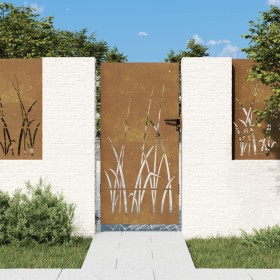 Puerta de jardín acero corten diseño hierba 85x175 cm